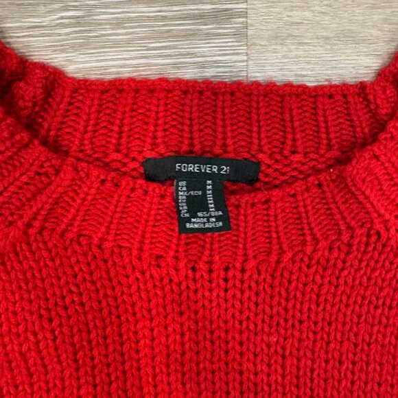 H&M Red Knit Sweater Ski Crop Pullower sz M - Picture 4 of 7